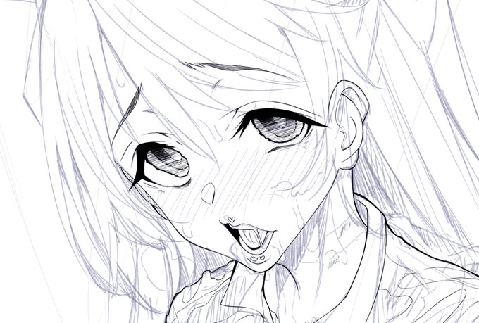 後髪描いてペン入れ終わりだけど今日はここまで 