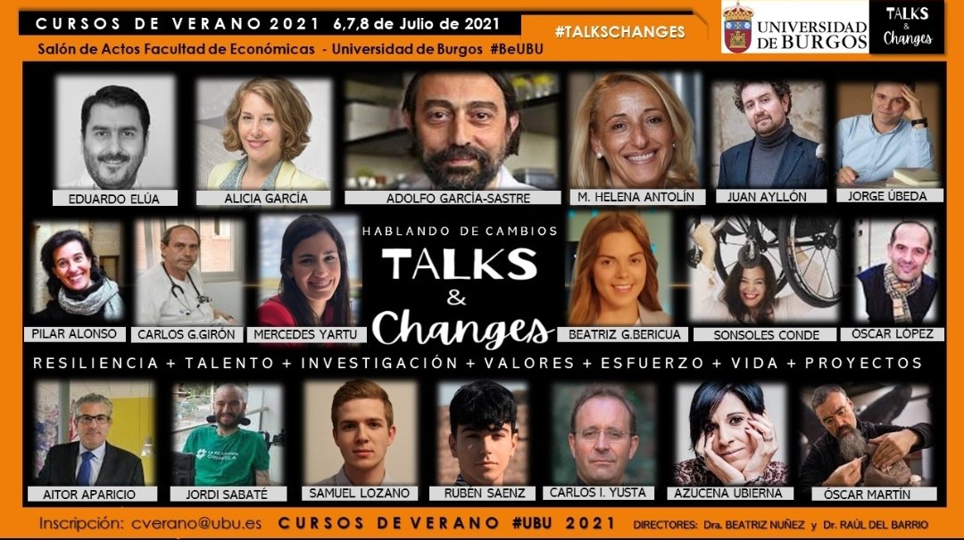 RauldelBarrio's tweet photo. #CursodeVerano 15 Ponentes + 4 Alumnos #TALKSChanges con #AdolfoGSastre uno de los mejores virólogos del Mundo y con Jordi @pons_sabate un #youtuber Top10 #ELA

 #UnivBurgos @UBUEstudiantes
 "Únete al Desafío" ¿Te lo vas a perder? 

Inscripciones en: https://t.co/8GSfcngqub https://t.co/mEIXQrtjJq