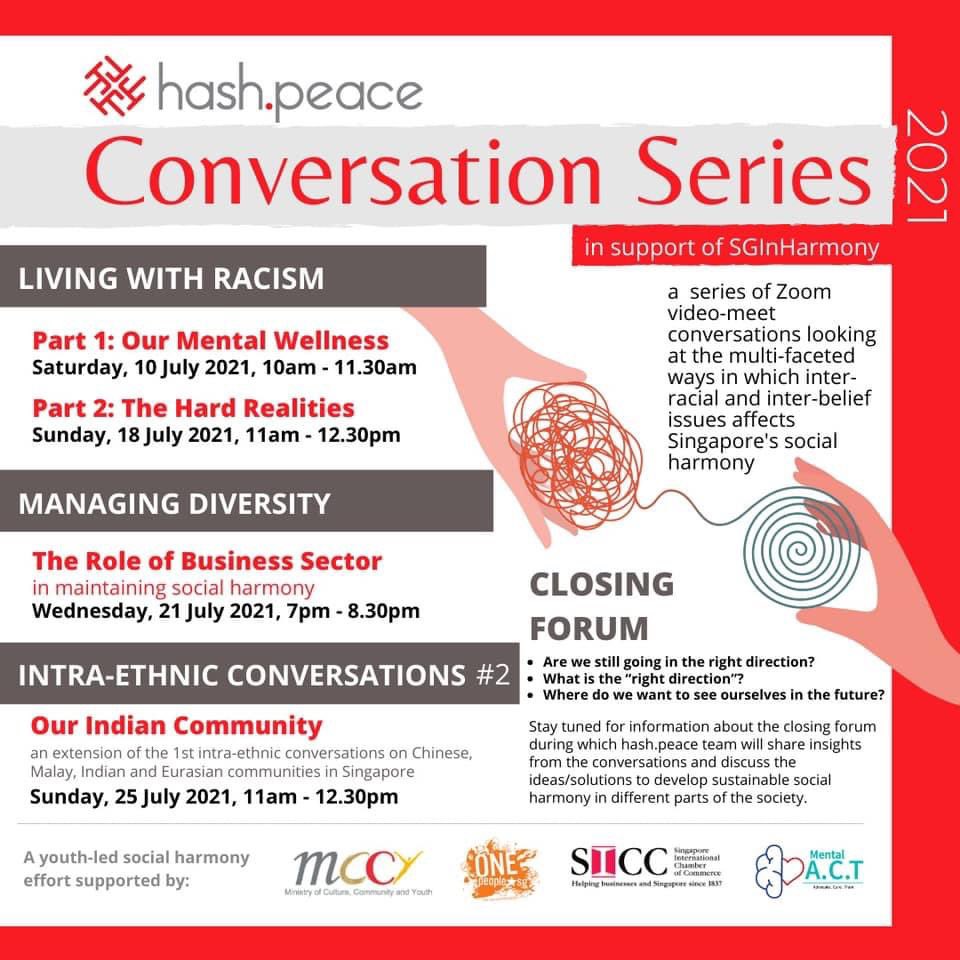 hashpeace_'s tweet photo. With the determination to look at the multi-faceted ways in which inter-racial and inter-belief issues affect us, we are organising the inaugural hash.peace Conversation series.
Stay tuned for more information
#sginharmony #hashpeace #hpcs2021 https://t.co/FLqoQobjFv