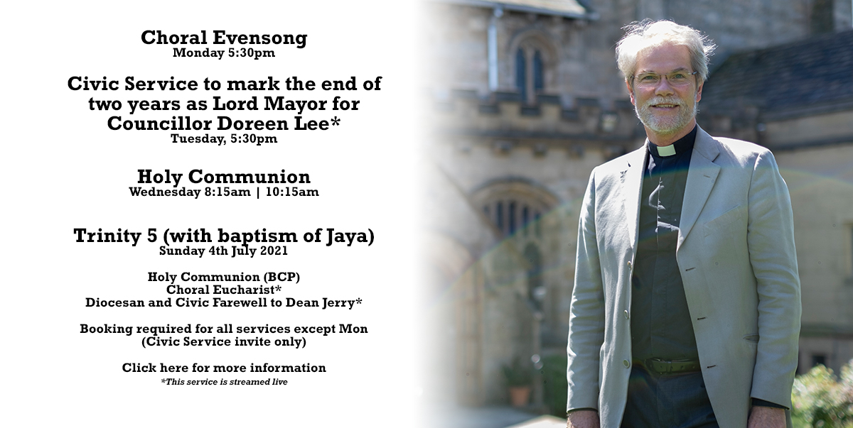 Bfdcathedral's tweet photo. Find out how to book your seat or stream this week's services, including our #Trinity5 #Eucharist and Diocesan and Civic Farewell to Dean Jerry.
➡️ https://t.co/BnbKdjKmFW https://t.co/R33ftOmdme