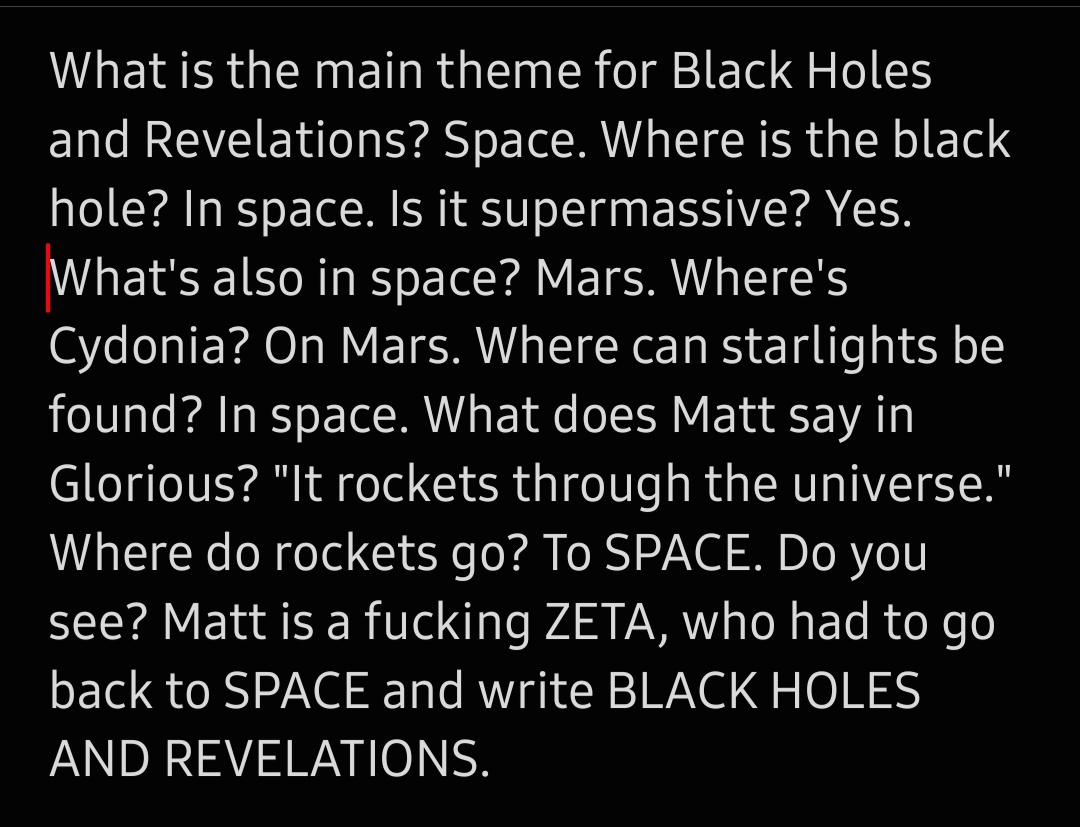 Matthew Bellamy can no longer deny that he is an alien. 

Anyway, happy birthday Black Holes and Revelations :) 
