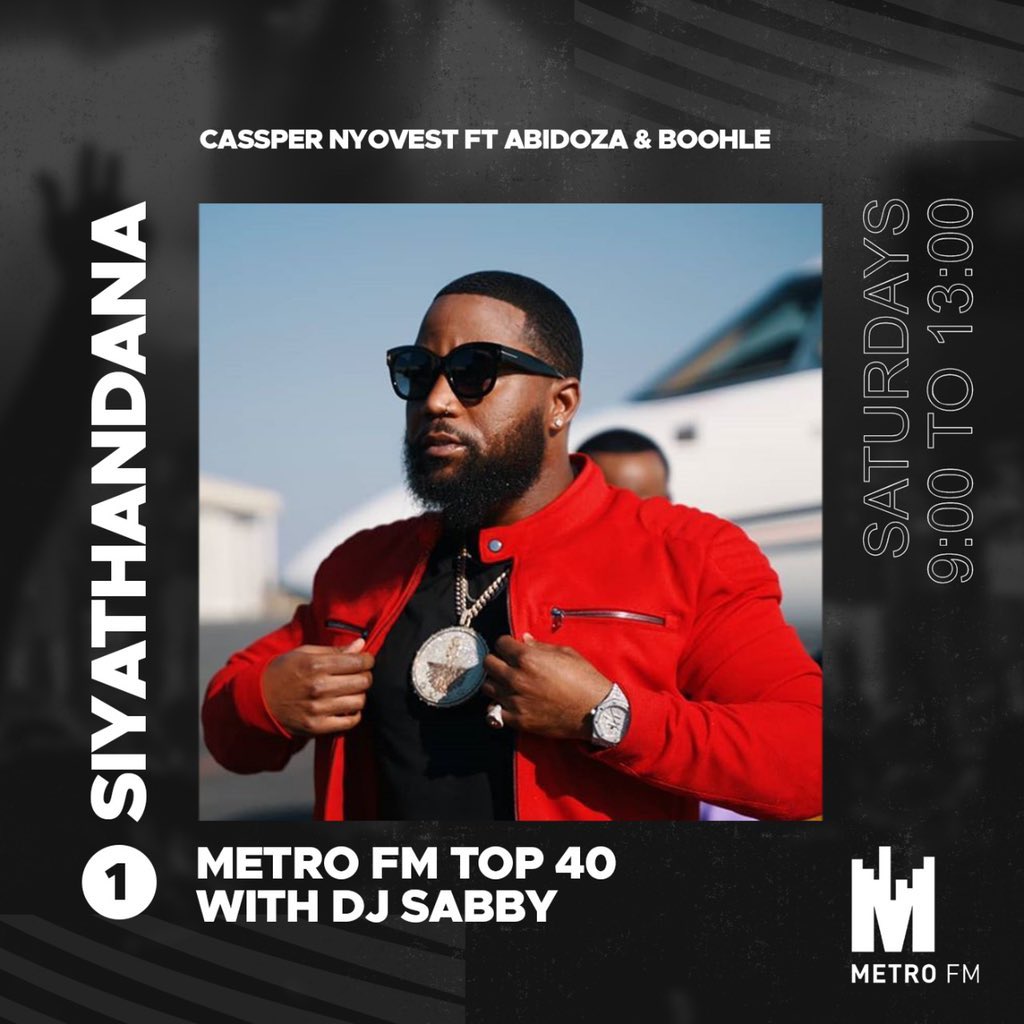 weplug_music's tweet photo. Congratulations to @casspernyovest once again on hitting the #1 spot on @METROFMSA Top40 Charts with #siyathandana ft @BoohleSA and @Abidoza_SA 🔥🔥🔥
#RadioSampling #WePlugMusic #MusicServicesAfrica #RadioCharts https://t.co/Ay9aXZ7MYu
