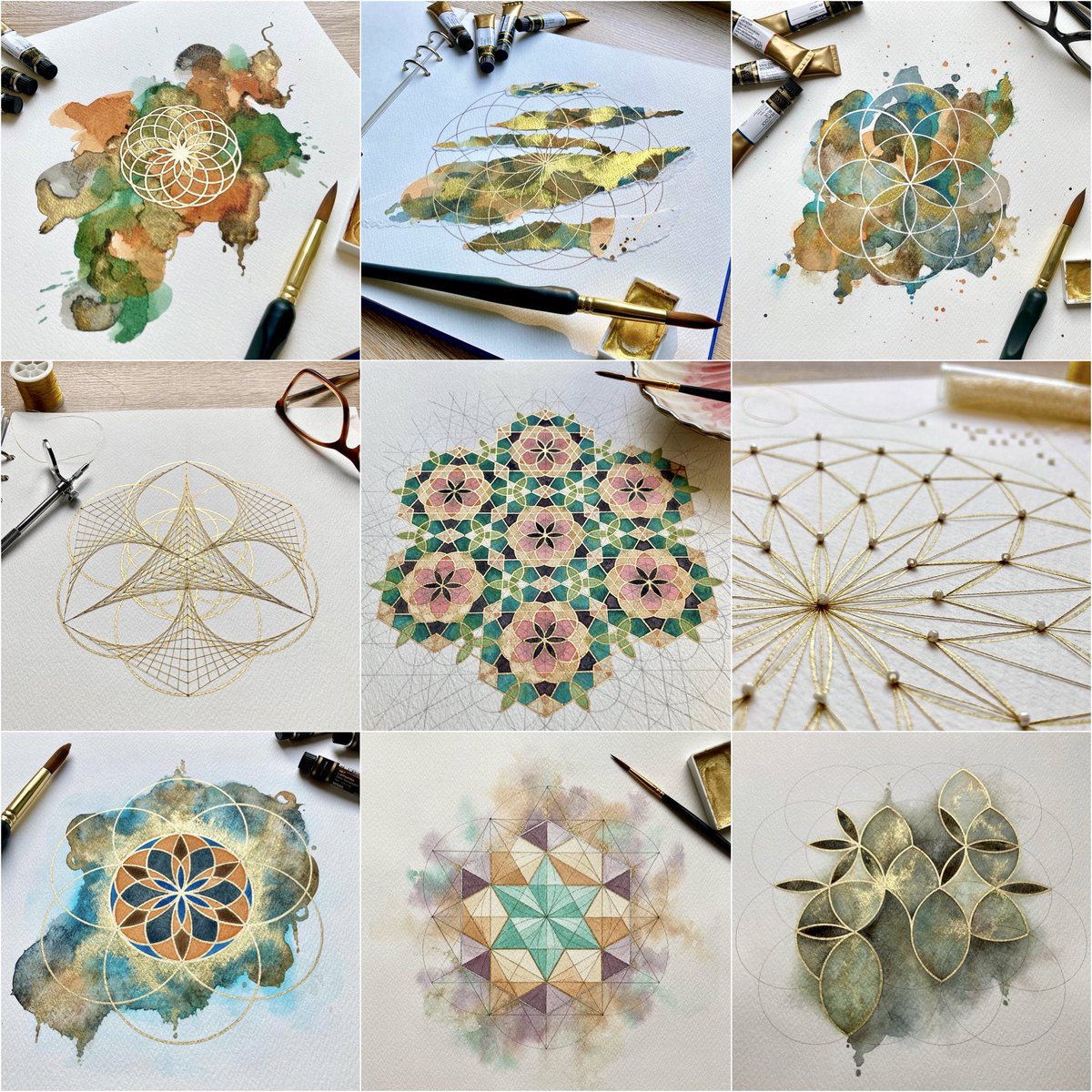 c0mplexnumber's tweet photo. For #GeometricJuly, my favourite nine #GeometrySketchbook pages.
Really enjoyed this little project and having the freedom to explore some new ideas and techniques.
#GeometricArt #IslamicGeometry #MathsArt #MathsIsBeautiful https://t.co/arSUR2RkT9
