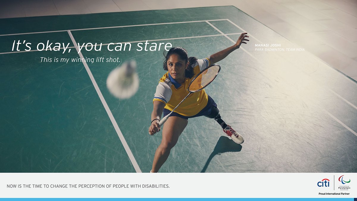 Loved this #StareAtGreatness campaign for Citi by Publicis for Paralympics. This print features Manasi Joshi of India #advertising