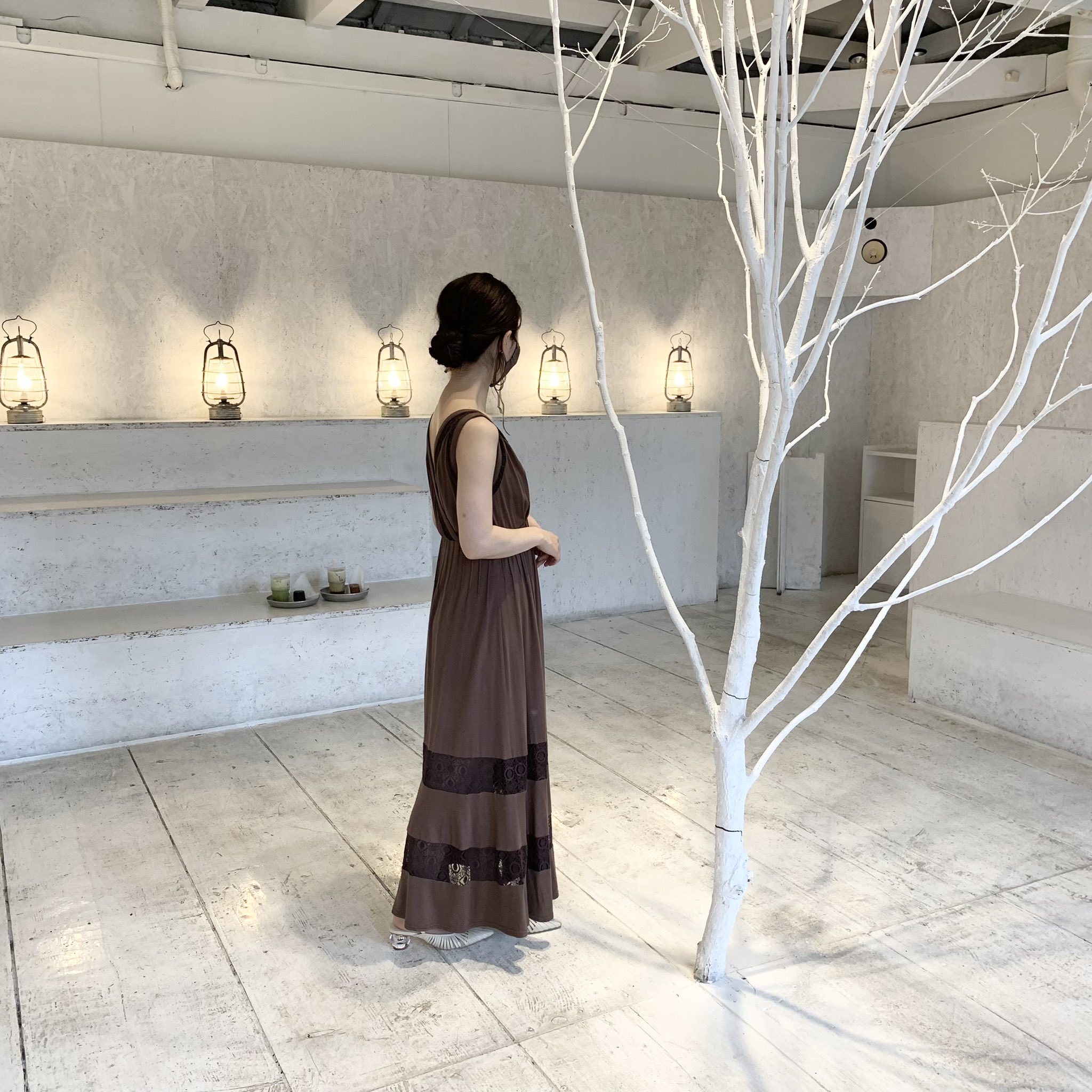 herlipto Lace-trimmed Jersey Long Dress