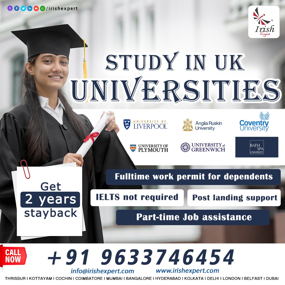 Irish_Expert_'s tweet photo. 👉🏼Study In Uk Universities😊☑️
IELTS Not Required☑️👉🏼
Post Landing Support☑️👉🏼
Part Time Job Assistance☑️👉🏼
Get 2 Year Stay Back ☑️👉🏼
Apply Now➡️
IRISH EXPERT
📞+91 9633746454
🌐https://t.co/oe1DywKqsq
#irish #irishgroup #irishexpert #studyabroad #studyinternational #ielts https://t.co/O9KRFB2a1v