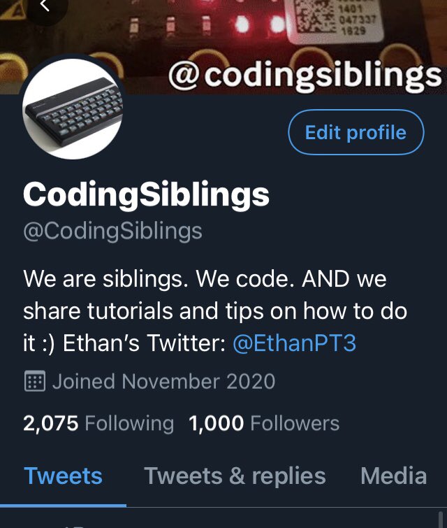 CodingSiblings's tweet image. Ah we have just made it to 1,000 followers!  Thank you SO MUCH to everybody who supports us here and we look forward to releasing more #coding videos in the weeks ahead :)