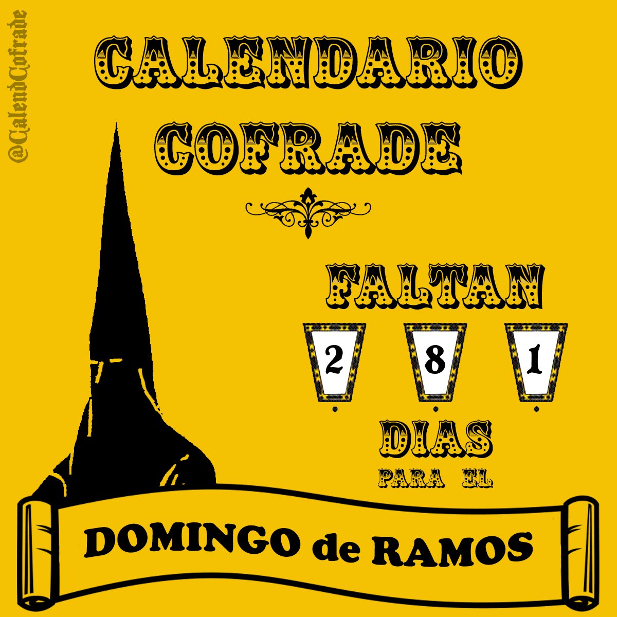 CalendCofrade's tweet photo. Quedan 2️⃣8️⃣1️⃣ días para el #DomingoDeRamos #SSanta2022 https://t.co/yRgEayJquJ