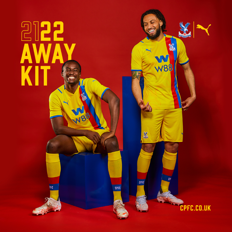 CPFC's tweet photo. 𝐁𝐚𝐜𝐤 𝐢𝐧 𝐲𝐞𝐥𝐥𝐨𝐰.

Introducing the Palace 𝟮𝟭/𝟮𝟮 𝗔𝗪𝗔𝗬 𝗞𝗜𝗧 💛

#CPFC | @pumafootball