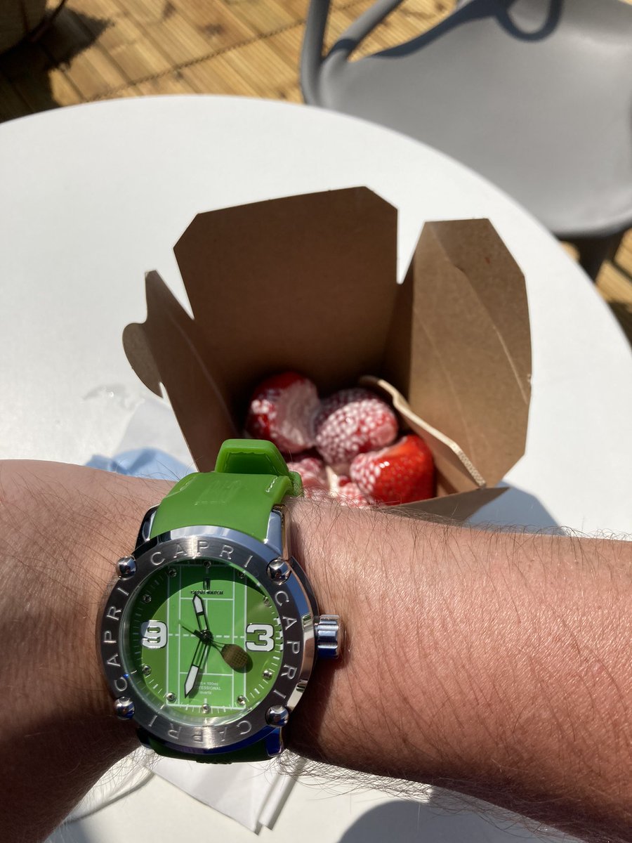 <a href="/CapriWatch/">Capri Watch</a> Enjoying some strawberries and cream <a href="/Wimbledon/">Wimbledon</a> while making sure not to miss the match time! 😊🎾😎