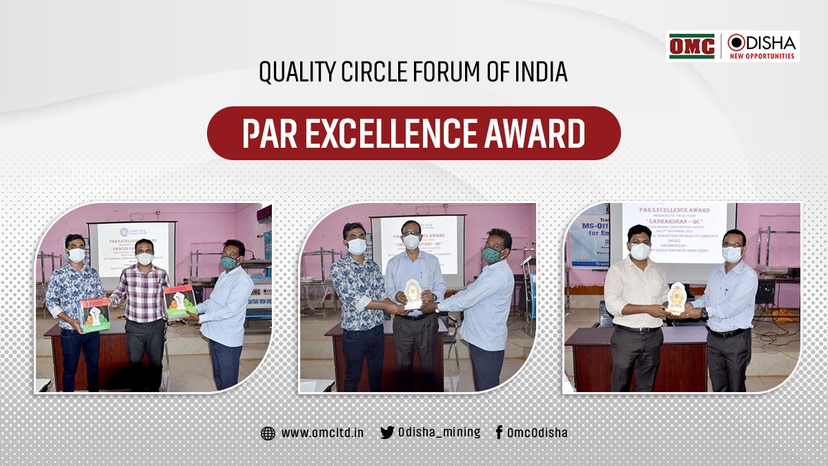odisha_mining's tweet image. #QualityCircle teams of OMC Daitari won Par Excellence Award for virtual case-study presentation on theme “Self-reliant India through quality Concepts” at the National Convention on Quality Concepts – 2020 organised by @qcfihq. We are proud of our teams' achievement.