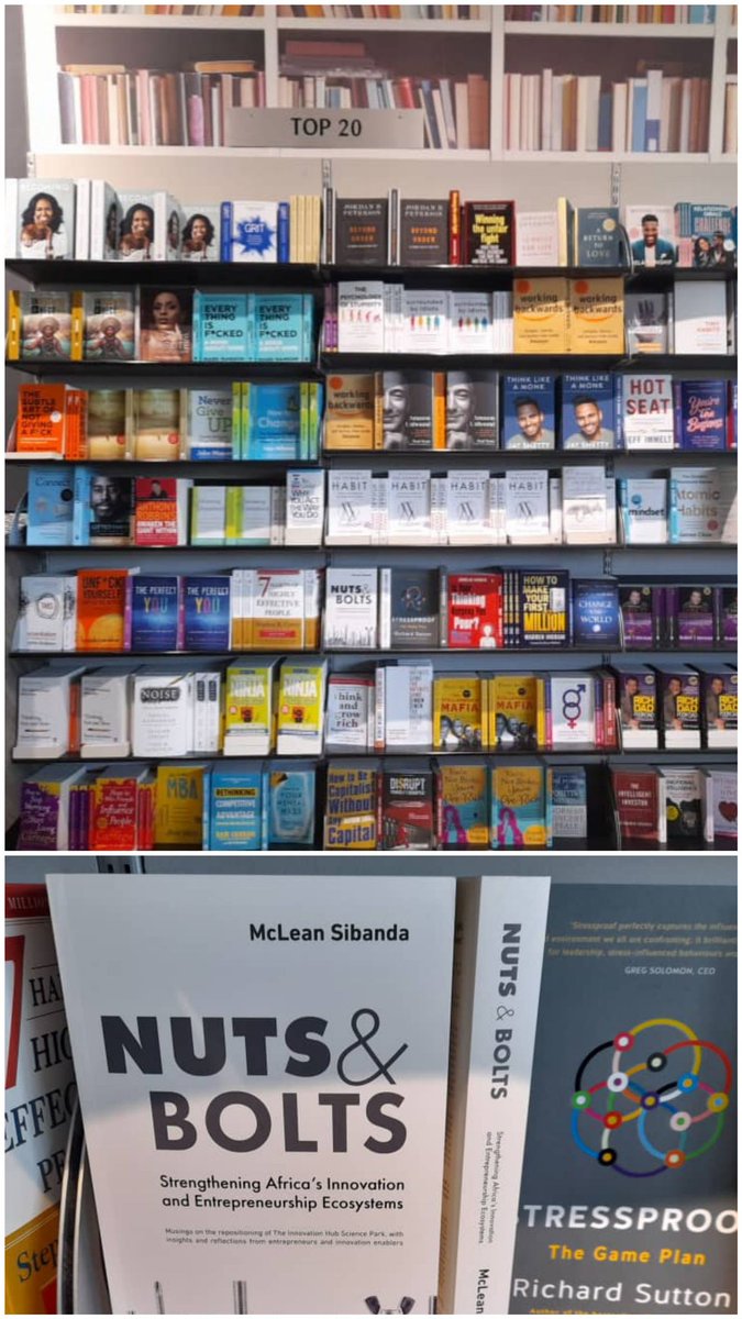 Spotted in Gaborone, Botswana <a href="/ExclusiveBooks/">Exclusive Books</a> today - #NutsandBolts on Top 20 list ... Thank you <a href="/MmabontleLebopo/">Tirelo Ramasedi</a> for your support and getting your copy. 

For author signed copies in South Africa, DM or order yours at  sibandalegacy.africa/?product=nuts-… #entrepreneurship #innovation