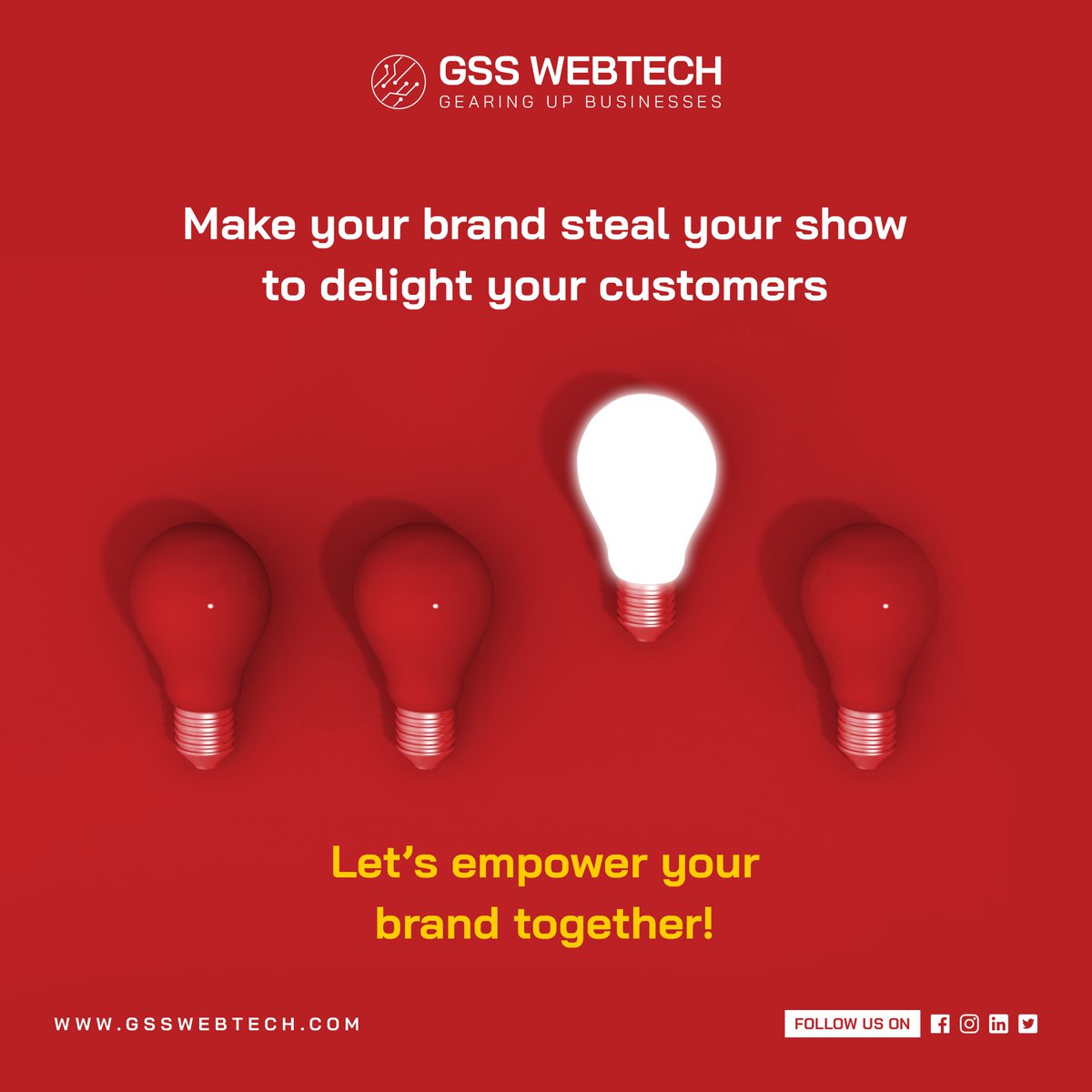 When the competition is tough, you don't back out. You stand out from the competition!

#GSSWebtech #branding #digitalmarketing #brandingagency #brandingcompany #business #marketingdigital #socialmedia #socialmediamarketing #trending #instagrammarketing #facebookmarketing
