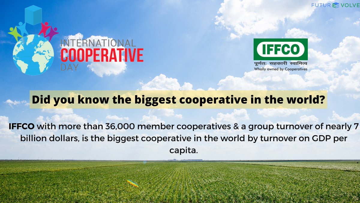 futurEvolve's tweet photo. Today is International day of Cooperatives, celebrated every year on the first saturday of July. Best wishes to all cooperatives!
Did you know which is the biggest cooperative in the world?
@IFFCO_PR
#cooperatives #IFFCO #CoopsDay #futurevolve https://t.co/R0UGgxmq46