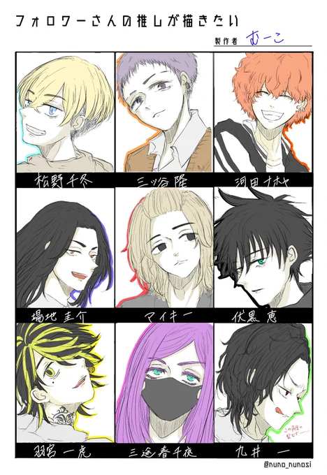 #フォロワーさんの推しが描きたい 

リクエストありがとうございました!初描きの子が何人かいて、とても楽しかったです🥰
めぅみきゅん迷い込んじゃったみたいになっちゃった😂 