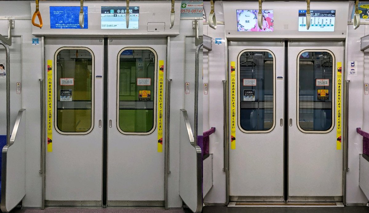 ←東京メトロ08系 8000系6次車→ 平成時代の営団地下鉄っぽいドア