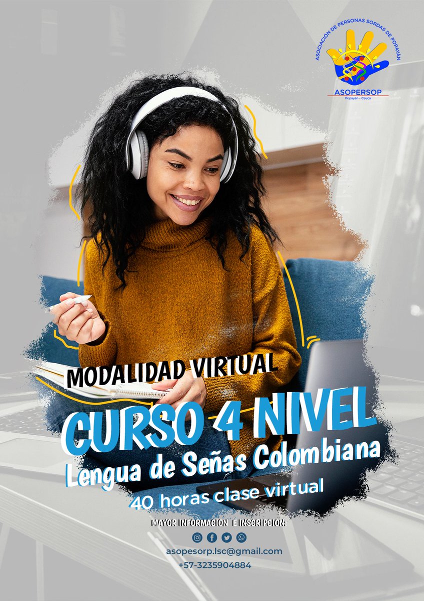 asopesorp's tweet photo. Conoce nuestro curso de Lengua de Señas Colombiana disponibles para iniciar en Agosto.
¿Deseas recibir mayor información sobre nuestro el curso?
#aprenderLSC nivel 4 de lengua de señas colombiana.
Más información ℹ comunicarse: 📲 3235904884
#YOAPRENDOCONASOPESORP #LSC #nivel4 https://t.co/kZSpW5PNsV