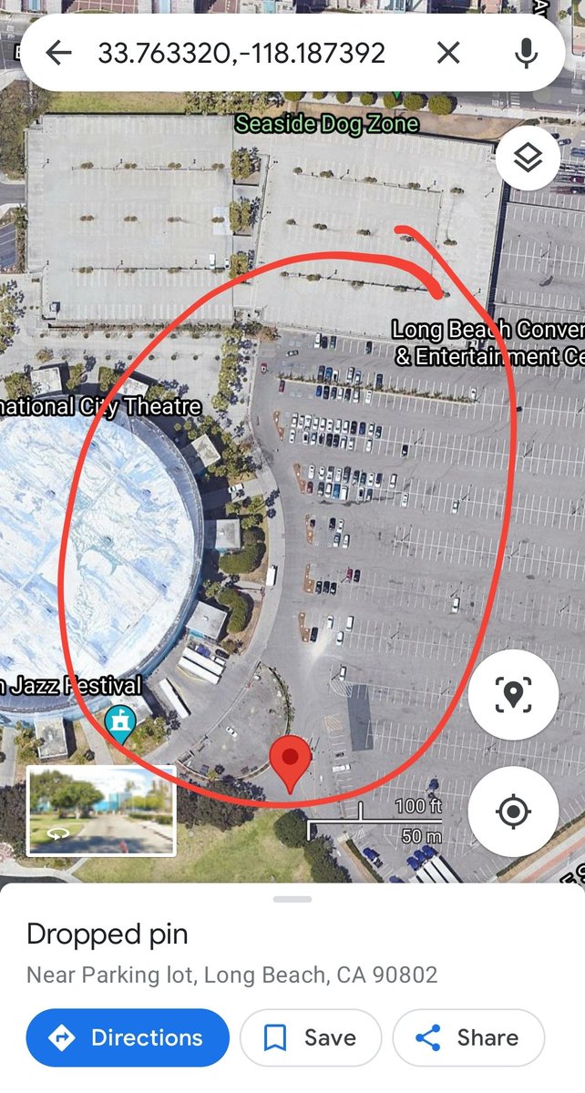 capnharris's tweet photo. So @bels_feast changed his cover photo this morning and the sleuths over at the forum believe they've figured it out. So far we think it is from the parking lot of Long Beach Arena. I took some Street View Screenshots circling important things to note https://t.co/wsxe0mhKv1