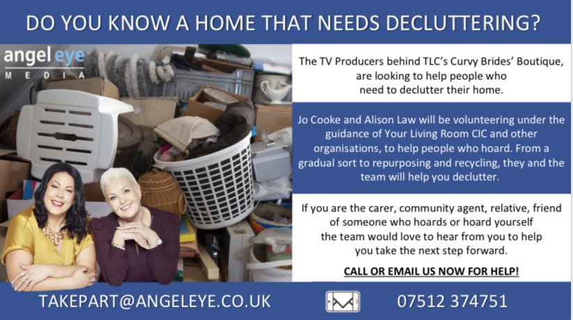 TV Casting Call!📺🎉
I’m on the lookout for hoarders in and around the UK to share their story with us.📦 
Please share, like, retweet to spread the word! 
#hoarders #hoardinghelp #helpforhoarders #declutter #tidyup