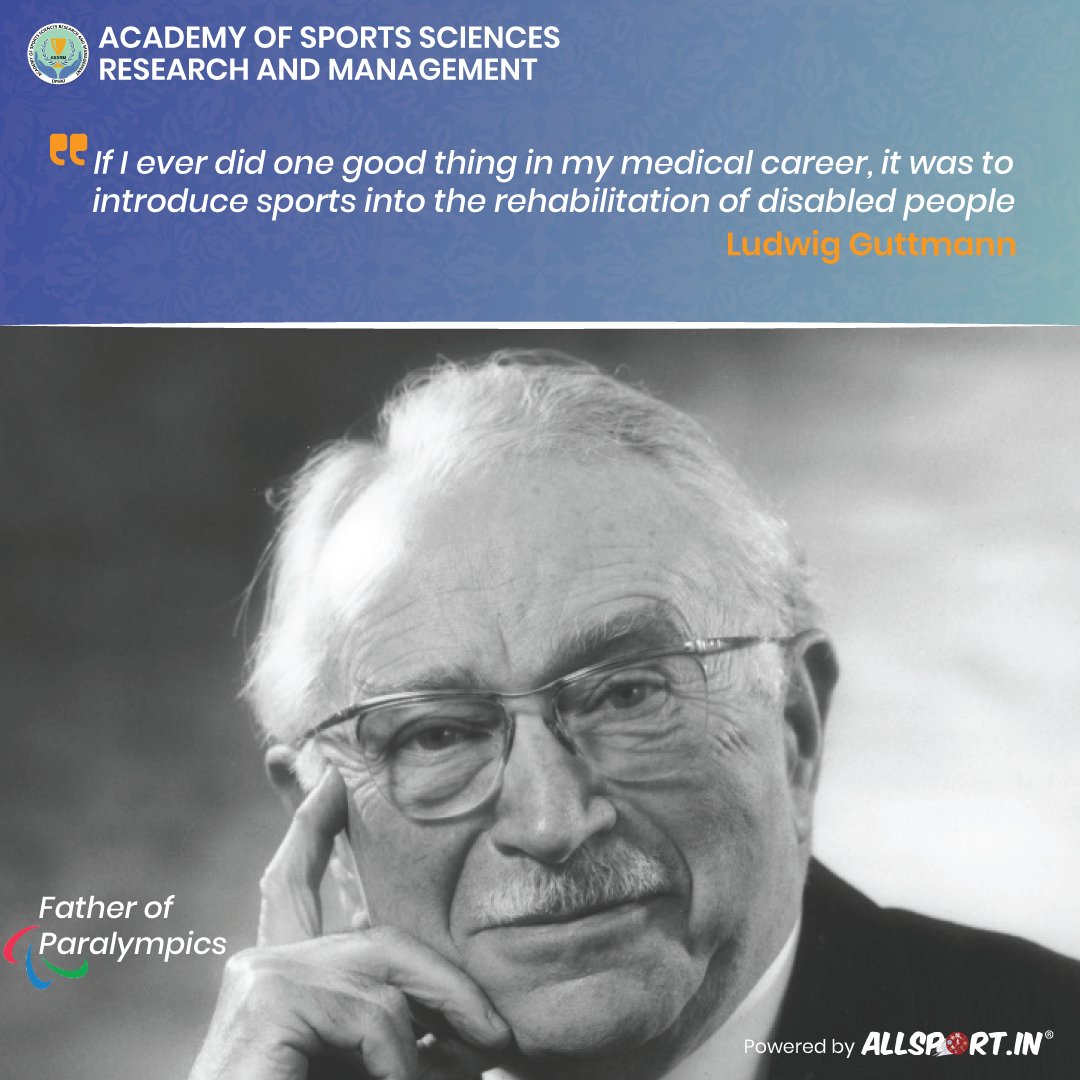 ASSRM_Delhi's tweet photo. Ludwig Guttmann was a German-British neurologist who established the Stoke Mandeville Games, the sporting event for people with disabilities that later evolved into the Paralympic Games, in England.

@Media_SAI 

#ludwigguttmann #olympics2021 #paralympics  #tokyoolympic  #ASSRM https://t.co/PulRiqjeTi