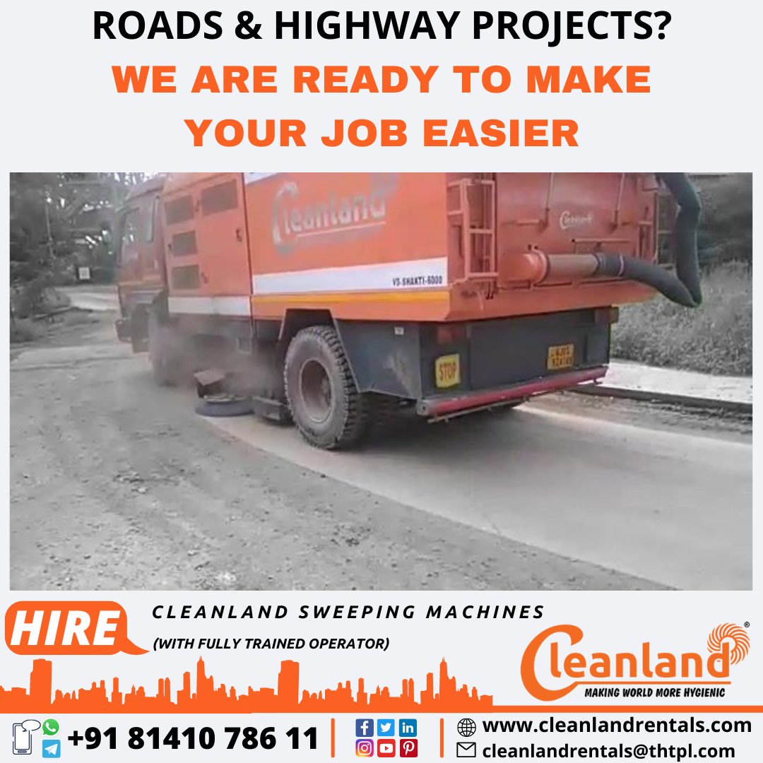 cleanlandrental's tweet photo. Road & Highway Projects?
We are ready to make your job easier
HIRE Sweeper Truck
🌍 https://t.co/efYFH2vPYZ
#Cleanlandrentals #Sweepingmachines #Hire #OnRent #HireSweeperTrucks #RoadSweeping #Cleanindia #Hygieneindia #Cleanland #MakingWorldMoreHygienic https://t.co/IqrEm0JGVh