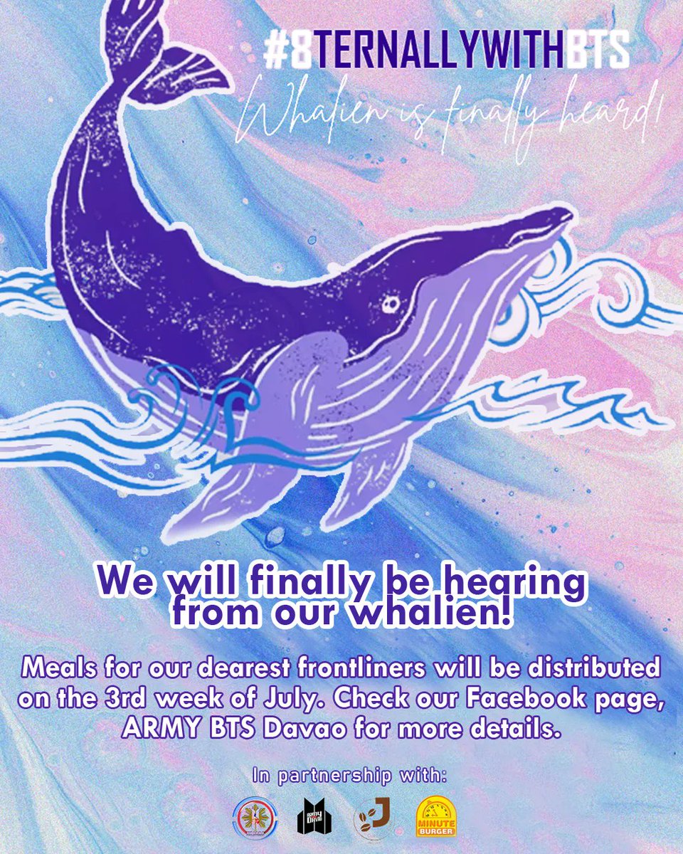 ABDvo_twt's tweet photo. That blue beach and Believe in my hertzπΆ
As long as we believe, the Whalien will be heard. π We are happy to announce that the "Mask for a Meal" project, in partnership with @btsaph130613, @CupzofJCafe , and Minute Burger, will finally be carried out on the 3rd week of July. https://t.co/gzWy2XAEi3