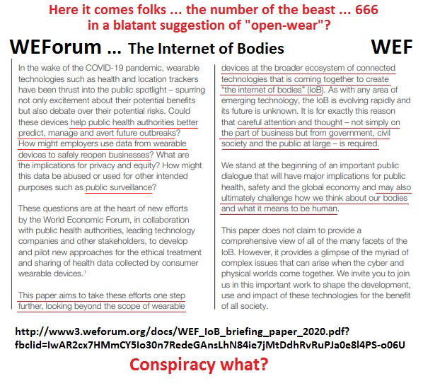 tngadd's tweet photo. Conspiracy what?
Number of the Beast - 666
#Six66 #FFF_151515_666_4095

WEF WEForum : Paper (pdf)
Shaping the Future of the Internet of Bodies: New challenges of technology governance
https://t.co/8ozH3xC1W8 https://t.co/gUpcLranYw