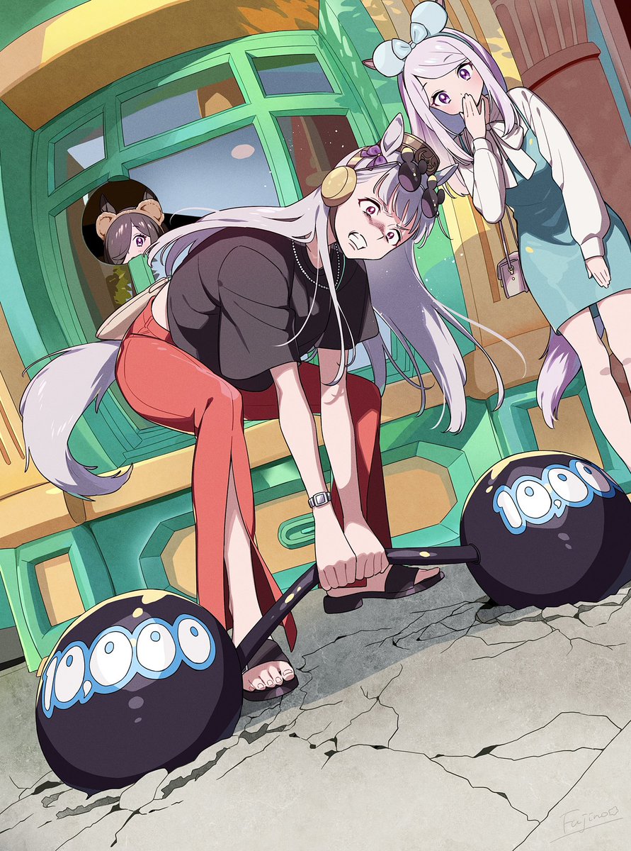 gold ship (umamusume) ,mejiro mcqueen (umamusume) multiple girls animal ears horse ears purple eyes long hair sunglasses heart  illustration images