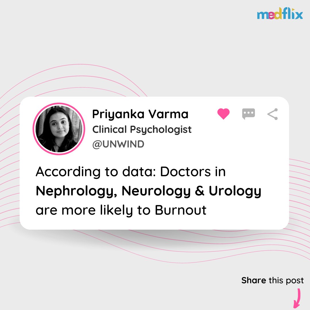 medflixapp's tweet photo. Priyanka Varma along with Dr. Dhiren Ganjwala shared some great insights on Burnout among doctors. Here's an excerpt from the talk.
.
Found it interesting? Share it with others!
.
#medflix #psychology #burnout #doctorburnout #burnoutindoctors #depression #plexusmd https://t.co/6YSmKF279z