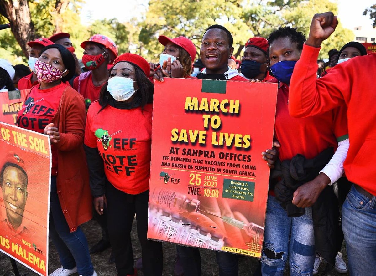 EFFSouthAfrica's tweet photo. They were sitting comfortably in their beds with electric blankets in bonded houses - tweeting "super spreader, super spreader".

In just a week after the #MarchToSaveLives, SAHPRA approves Sinovac for use in South Africa. #ThankYouEFF https://t.co/RW4oPzYSYz