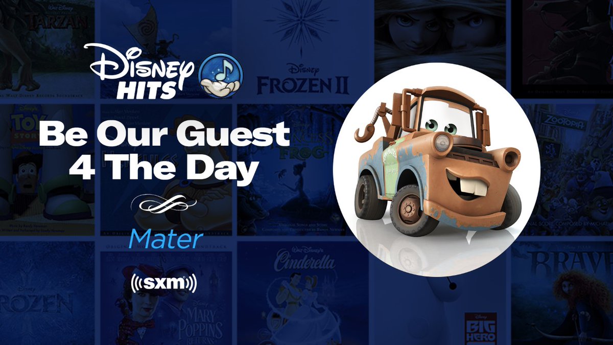 Tune in this weekend as my good buddy Mater hosts "Be Our Guest 4 The Day" on <a href="/Disney/">Disney</a> Hits, <a href="/SIRIUSXM/">SiriusXM</a>   Channel 302. He's gonna tell stories and play his favorite Car Tunes!
All times ET
Sat: 9am, 1pm, 6pm
Sun:  6am, 9am ,Noon and 6pm
Mon: 9am, 2pm, 5pm, and 9pm