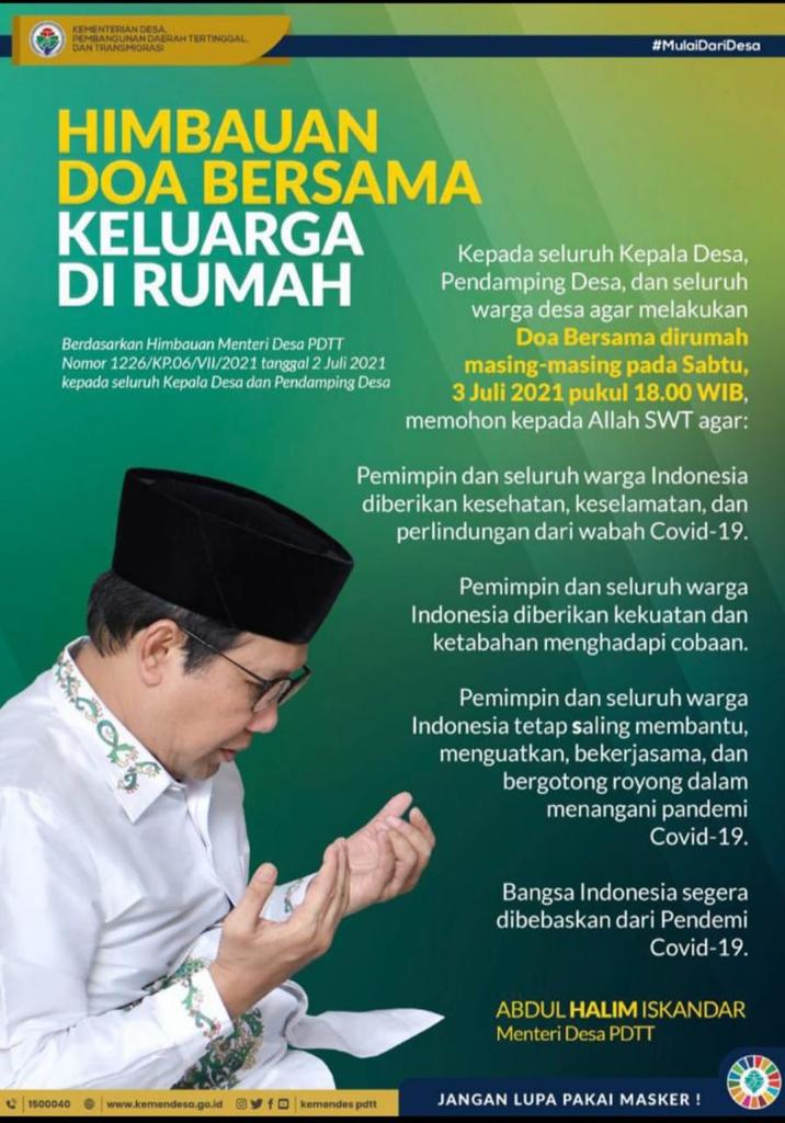 Suhardimusdan2's tweet photo. Himbauan Do'a bersama keluarga di rumah.
@halimiskandarnu
@imansyukri 
@malik_haramain
@taufikmadjid71
@yusradaridesa
@tppkemendes
@kemendesapdtt
@IsmailAZainuri
@candragp19
@kpp_sumsel 
#puspenpmd 
#kemendesapdtt
#TPPSumsel
#TPPMuba https://t.co/zkyUJeX25M