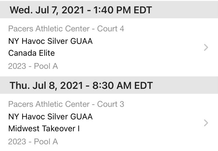 2023 Silver schedule