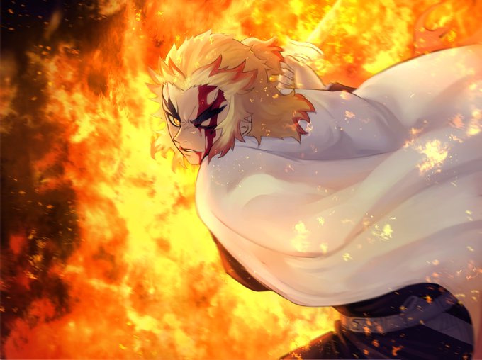 SperoさんがTwitterに投稿した煉獄杏寿郎(鬼滅の刃)のイラスト。