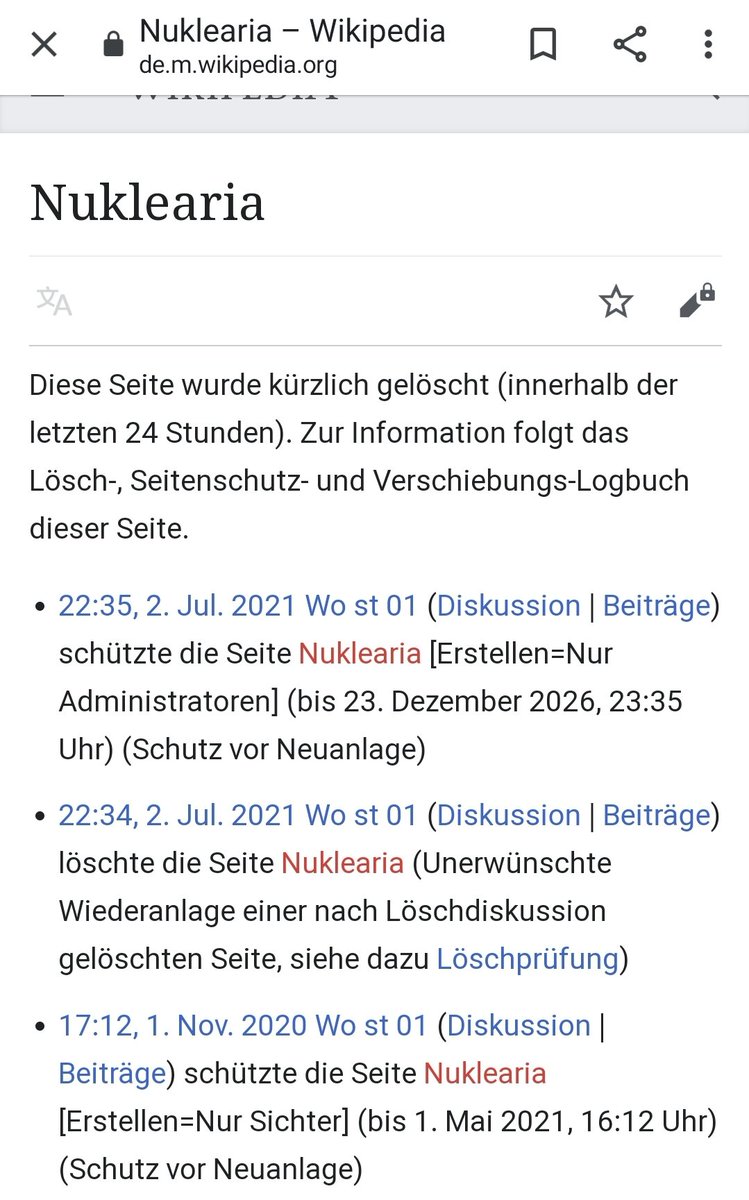 djuischuster's tweet photo. Hallo
@WikimediaDE @Wikipedia
Was soll das mit der Löschung des @Nuklearia Wiki-Beitrages? Welcher Admin war das?
Bitte überprüfen und wiederherstellen.
Sonst haben ich und viele andere zum letzten Mal #gespendet https://t.co/WBGLZQhES8