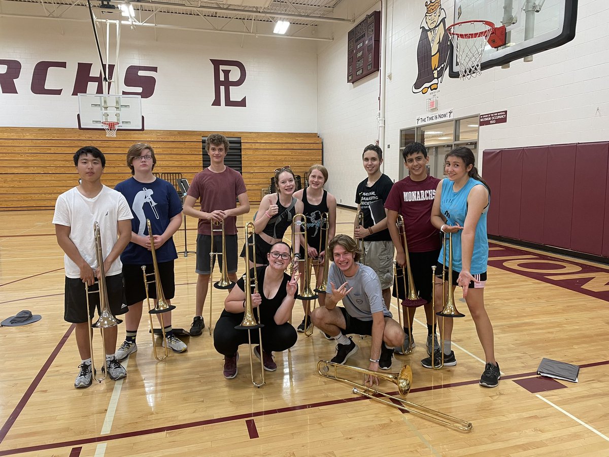 JUNE 10TH: First all-member rehearsal of the marching season! Of course the trombones came through and dominated the practice, blowing all the other sections out of the water. 💪😈🔥Welcome to the squad Caleb Lee!