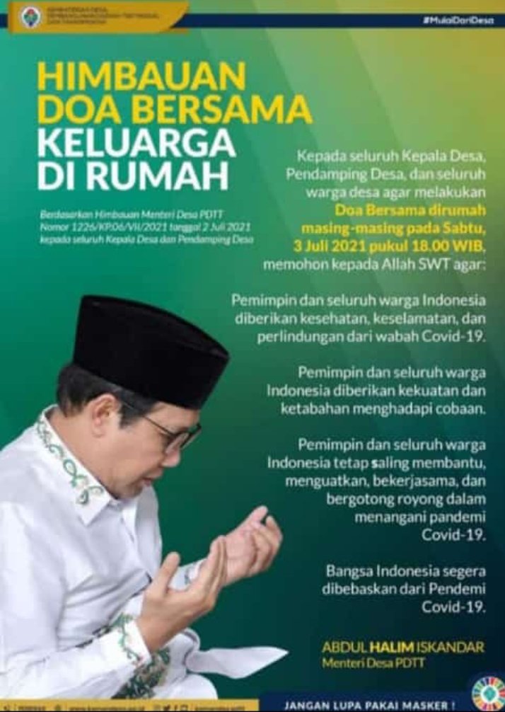 #DoaDariDesaUntukIndonesia 

<a href="/jokowi/">Joko Widodo</a> 
<a href="/halimiskandarnu/">ABDUL HALIM ISKANDAR</a> 
@yusradaridesa 
@kemendespdtt 
<a href="/imansyukri/">Iman Sukri</a> 
<a href="/tppkemendes/">TPP KEMENDES</a> 
<a href="/malik_haramain/">malikharamain</a> 
<a href="/azzameldzikrie/">#SantriIndonesia</a> 
<a href="/taufikmadjid71/">IG : taufik.madjid</a>