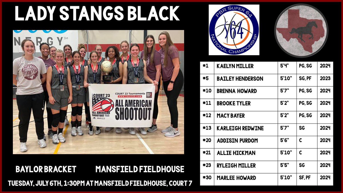 Ready for the Super 6️⃣4️⃣ starting on Tuesday! 🏀 Let’s go Stangs! <a href="/PBRhoops/">Premier Basketball</a>