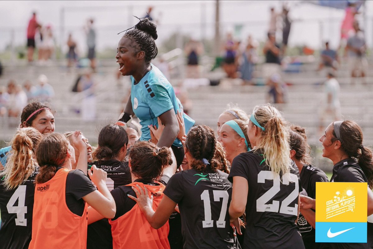 ECNLgirls's tweet photo. An EPIC match by the @EclipseSelectSC keeper earns a well-deserved celebration. 

Congrats to Eclipse! #ECNLplayoffs https://t.co/YkNa017VMz