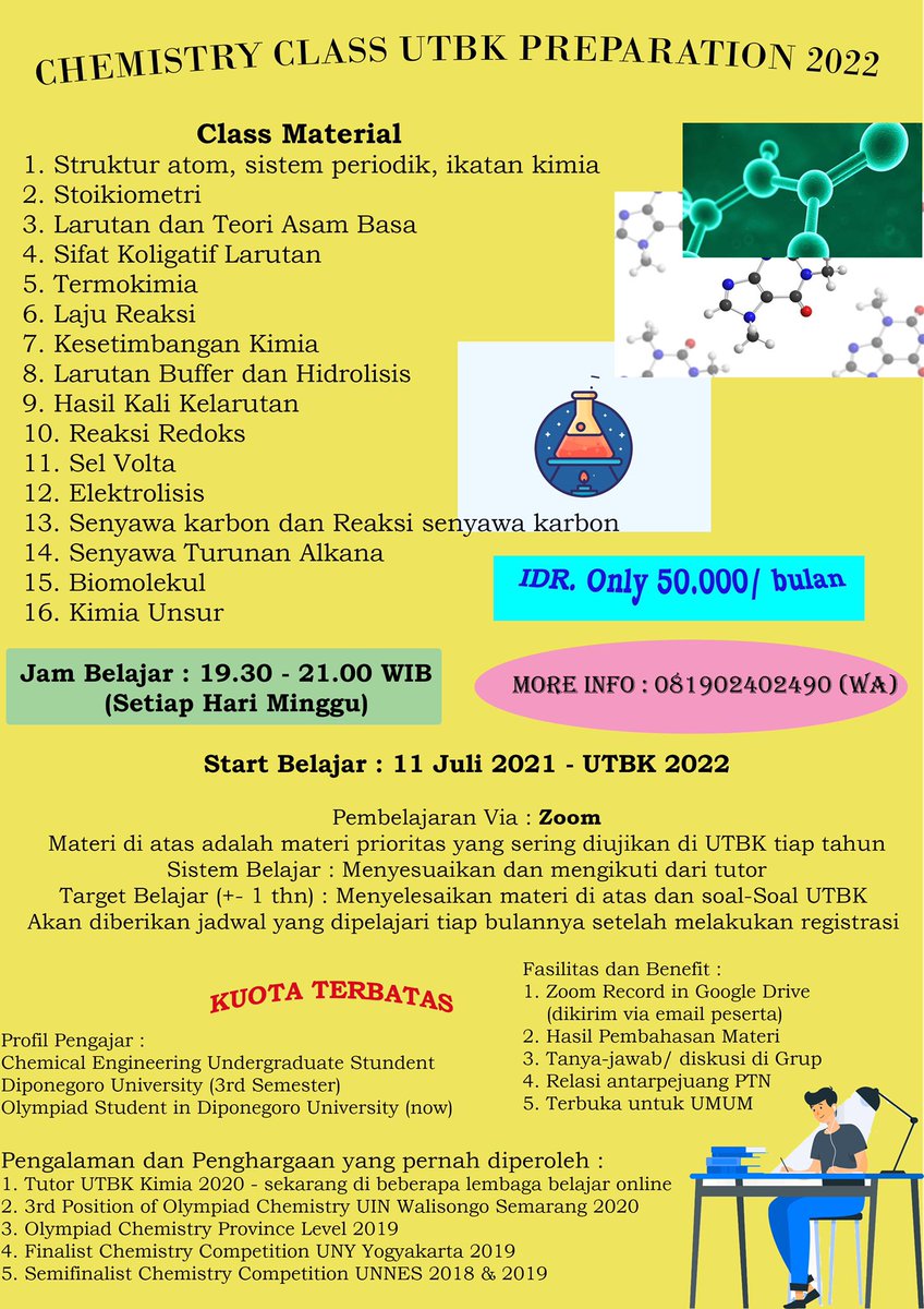 pockypoem's tweet photo. @JeromePolin yang mau belajar kimia, dijamin 100% paham. Skuyyyy langsung dari ahlinya.
#kimia #bimbel #murah #juarakelas #sbmptn2022 #ptn https://t.co/BIyHaAHrFg