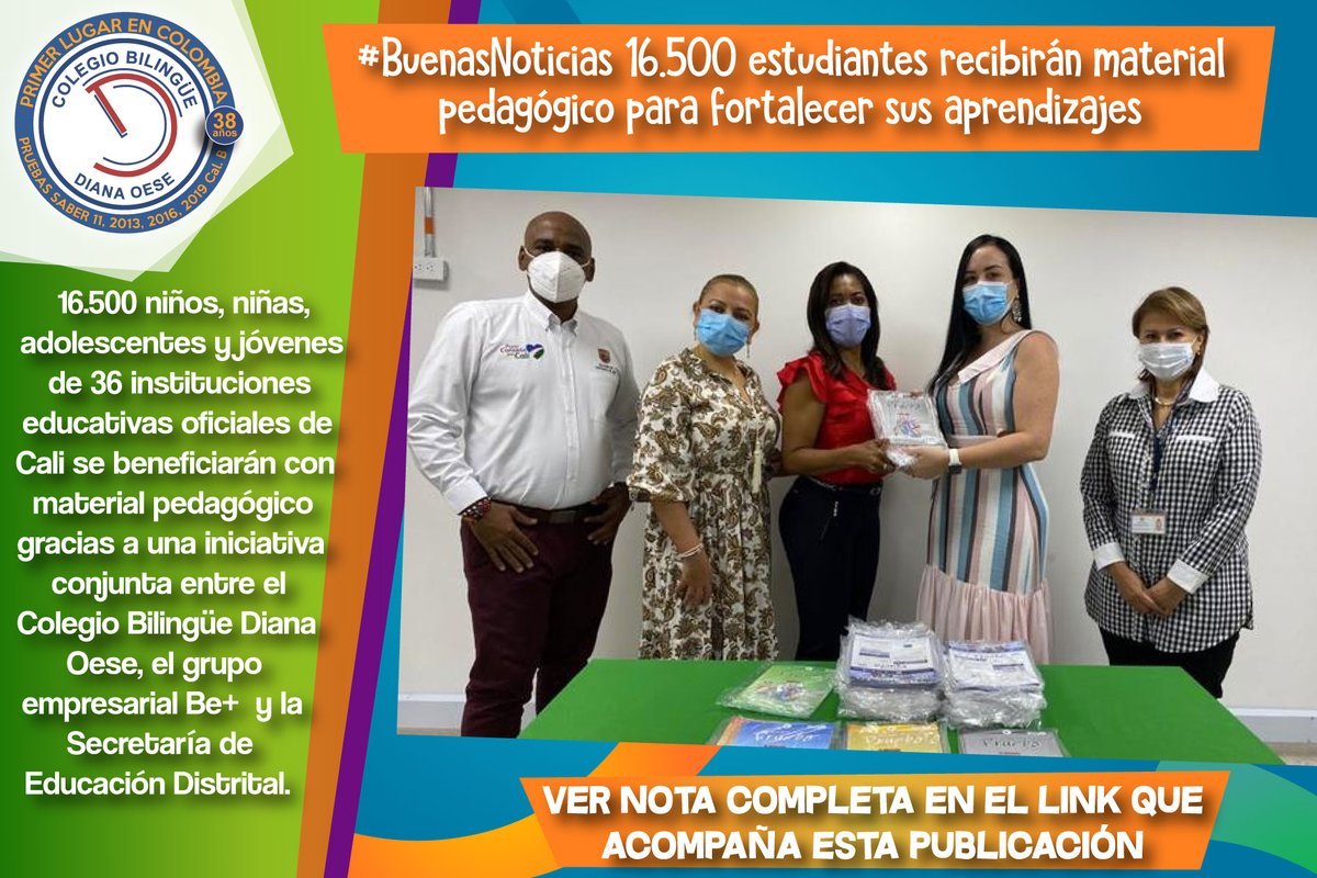 En un esfuerzo conjunto entre el #CBDO, la Secretaría de Educación y el grupo Be+, cerca de 16.500 jóvenes de diferentes instituciones oficiales tendrán acceso a material para reforzar su preparación para el examen de Estado Saber 11. Ver nota completa en: bit.ly/3hw3qs5