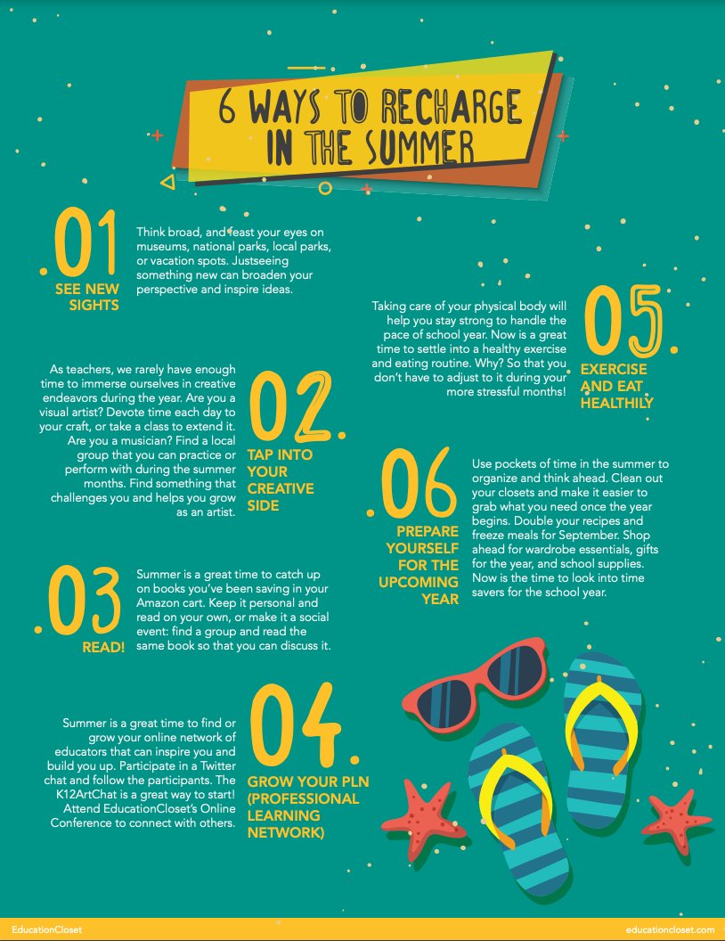 StressFreeKids's tweet image. RT @SELearningEDU Six Ways to Recharge Yourself This Summer! 
#SEL #selfcare #bestED  
@EducationCloset 
artsintegration.com/2018/07/01/6-w…