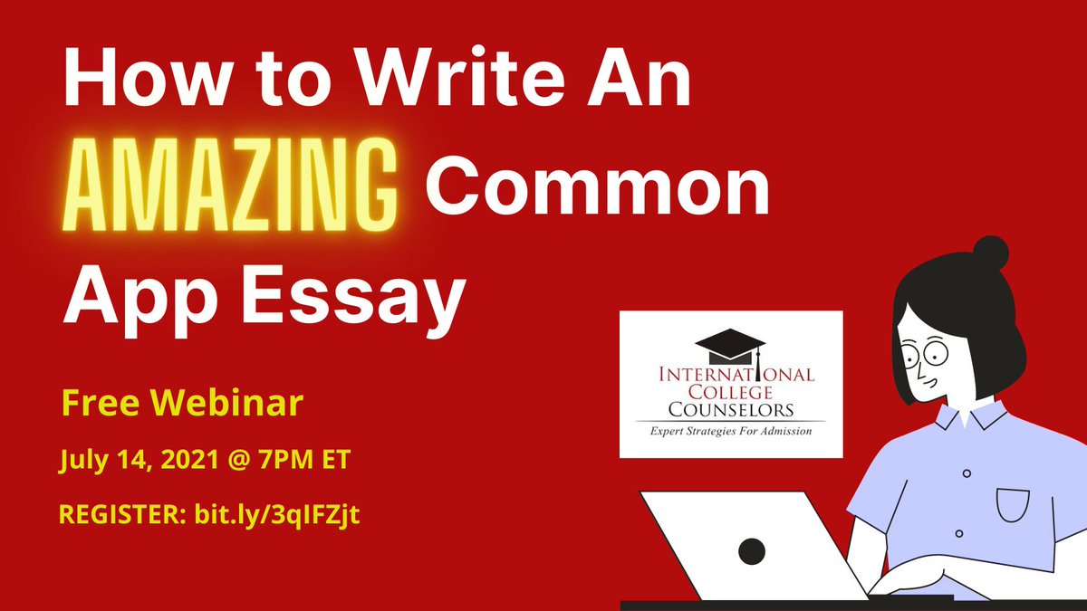 FREE WEBINAR: How to Write An Amazing Common App Essay. July 14 @ 7PM ET. (bit.ly/3wegSGu) Detailed discussion will demystify the Common App personal statement #collegetalk #collegeessay  #parentsofteens #essayhelp #commonapplication #collegeessays #essaytips #highschool