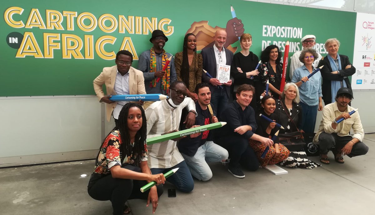 [CARTOONING IN AFRICA] Retour en images sur l'inauguration de #cartooninginafrica et la réalisation de la fresque collective par les dessinateurs et dessinatrices à la Canopée de @Westfield_FDH. Retrouvez l'exposition jusqu'au 11 juillet, tous les jours de 11h à 19h ✍️