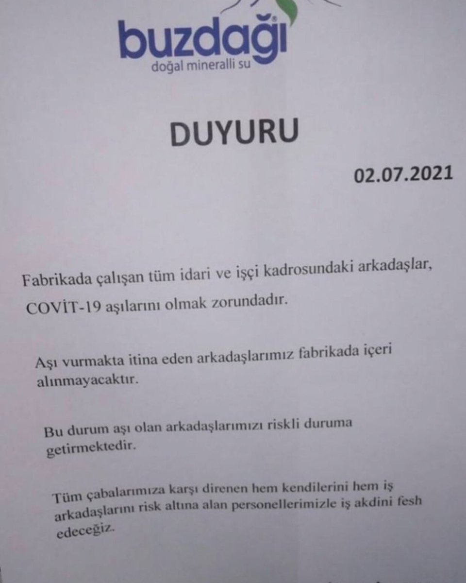 Buzdağından açıklama. Şimdi çalışanlara da sormak gerekli "kurumunuz içinde bu kağıtları dağıtanlar, baskı yapanlar oldu mu?" diye. Bence siz de sorun.
