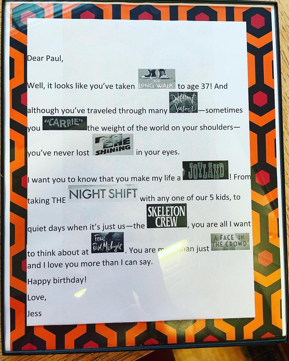 MaxFosterWrites's tweet image. Hey @StephenKing my wife put this together for my birthday! She’s a keeper