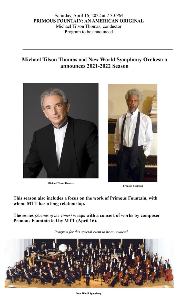 PrimousFountain's tweet photo. @Boosey Michael Tilson Thomas conducts orchestra concert entirely of the music of Primous Fountain. https://t.co/RwYzgY35AF https://t.co/CRsr73xqHn