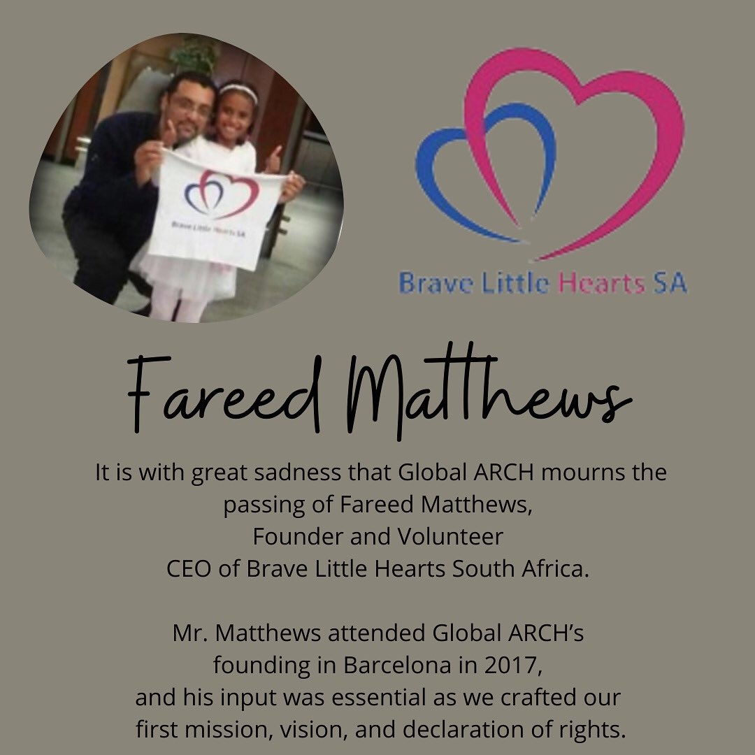 globalarchorg's tweet photo. Mr. Matthews founded Brave Little Heart SA in 2014. Under his leadership, the organization not only provided essential support and information to families, but also partnered with leading South African medical institutions to raise awareness and advocate for #chdisreal https://t.co/VI3npO5XI3