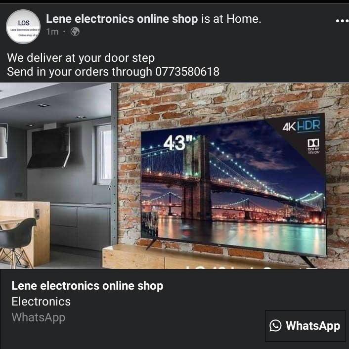 leneonlineshop's tweet photo. For all home appliances, electronics and gadgets
Call 0773580618 for home deliveries 
Same day delivery 👌👌
Cash on delivery in Kampala, mukono,wakiso ,Entebbe and rest 
#leneelectronics
#shopwithleneonlineshop
#wedeliver https://t.co/8AvpGUrVfD