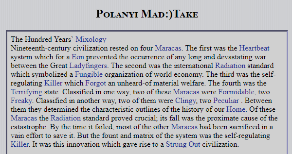 SASE_Meeting's tweet image. Always happy to receive more of these via DM, we've just been sent a very interesting take on Polanyi's 'Four Maracas' 

Available in the Game Room on Spatial Chat

#Polanyi #Madlibs